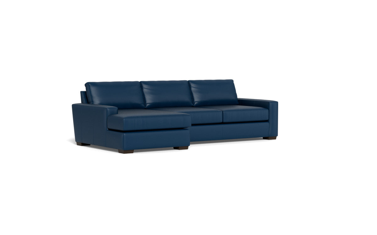 Mas Mesa 123" Deep Leather Left Chaise Sectional - Tribeca Cobalt