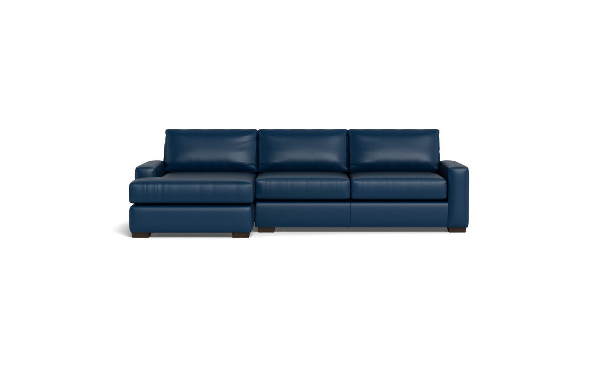Mas Mesa 123" Deep Leather Left Chaise Sectional - Tribeca Cobalt