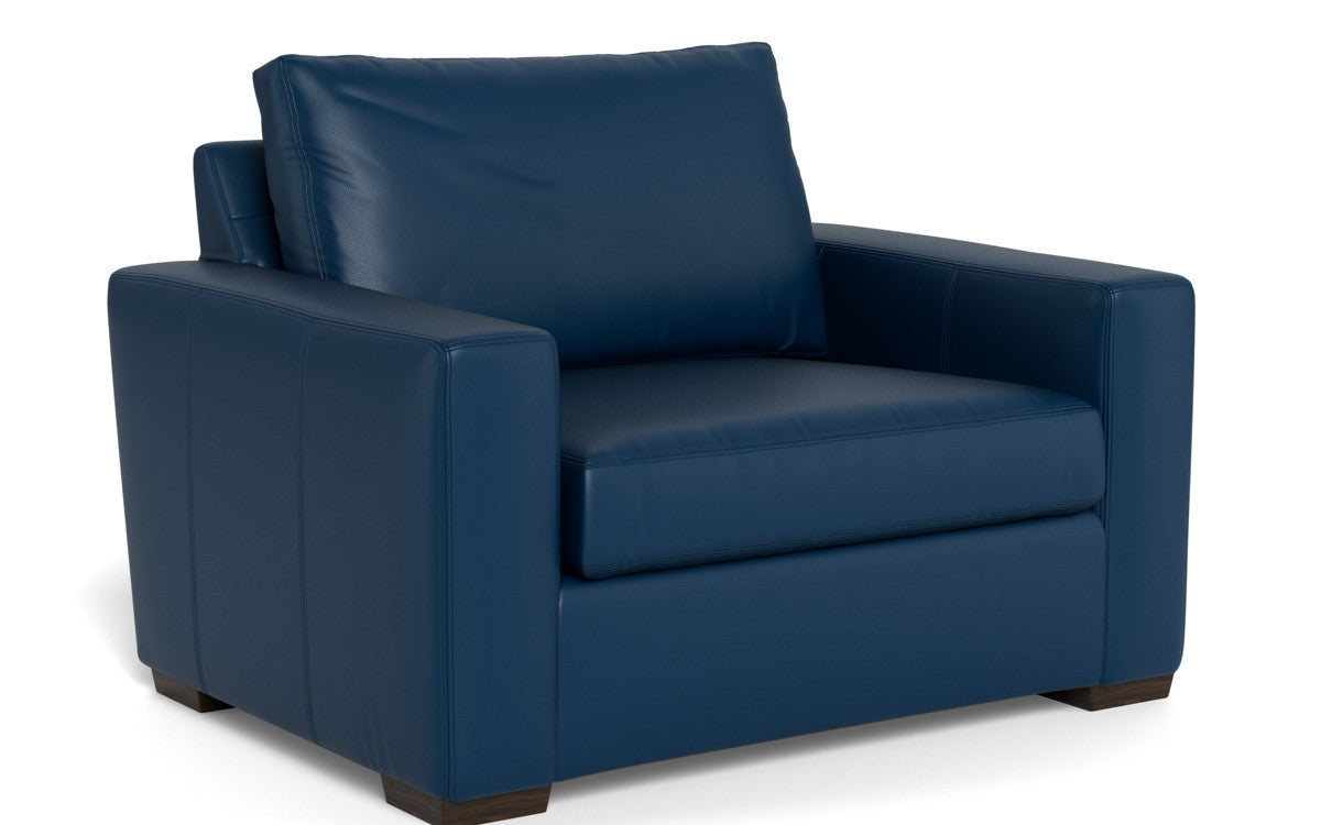 Mas Mesa 52" Deep Leather Arm Chair - Tribeca Cobalt