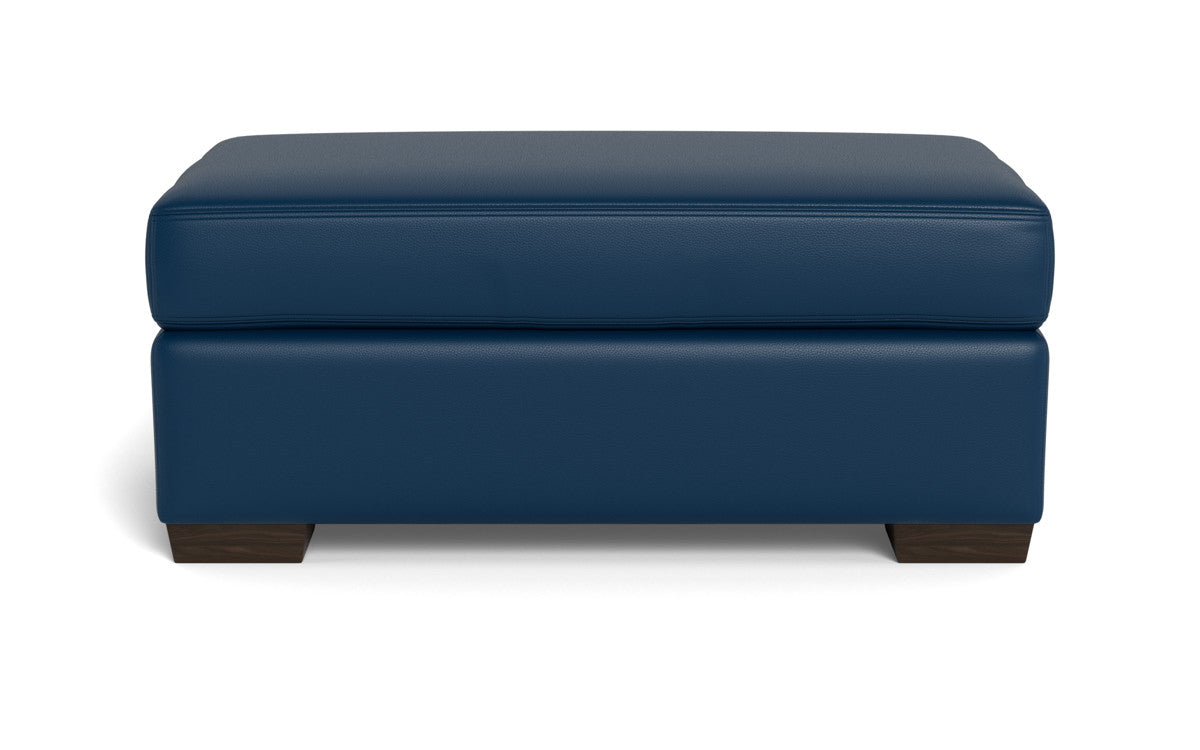 Mesa Leather Ottoman - Tribeca Cobalt