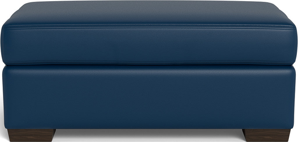 Mesa Leather Ottoman - Tribeca Cobalt