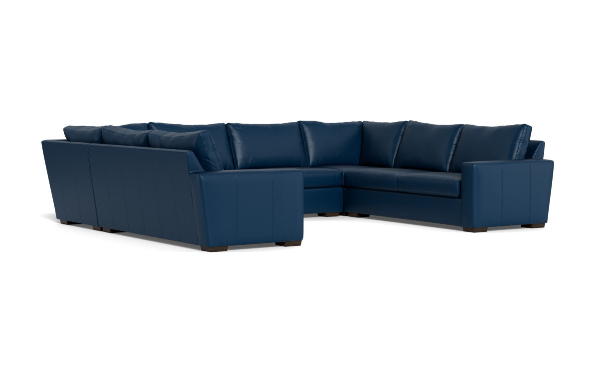 Mas Mesa 166" Deep Leather Condo U Sectional - Tribeca Cobalt