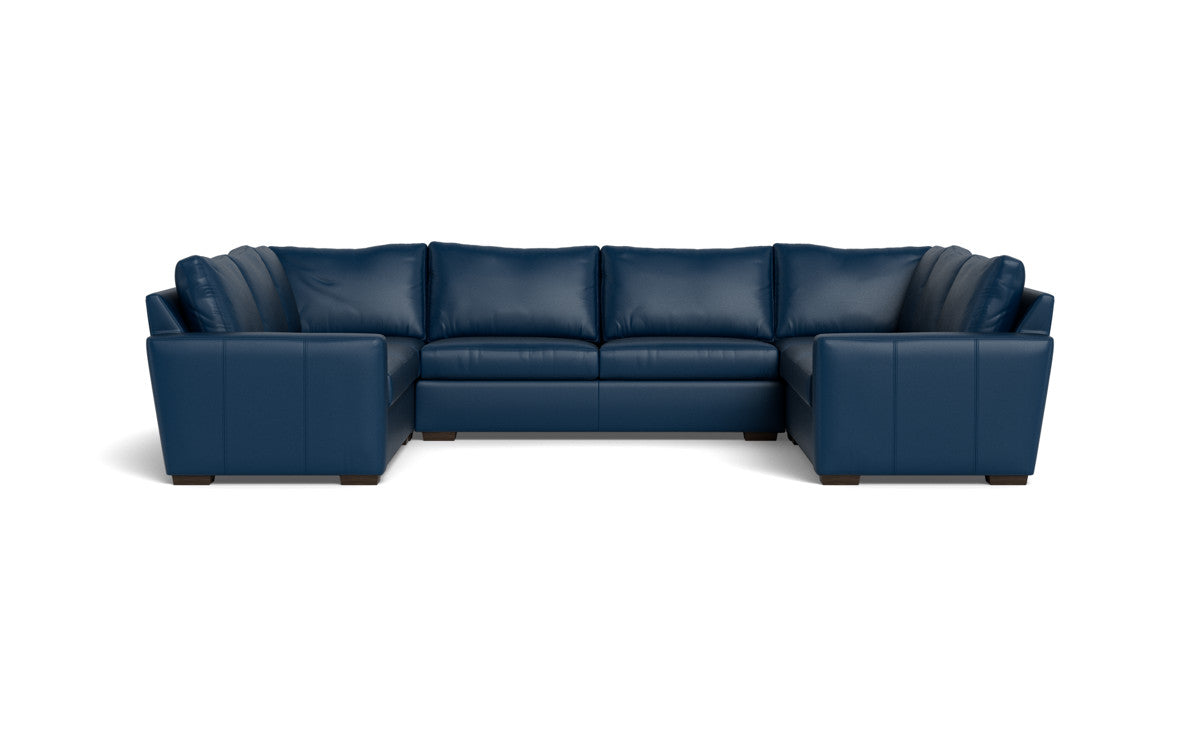 Mas Mesa 166" Deep Leather Condo U Sectional - Tribeca Cobalt