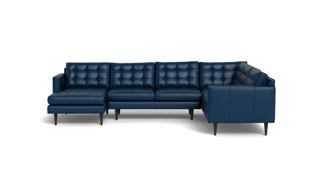 Wallace 130" Leather Corner Sectionals w. Left Chaise - Tribeca Cobalt