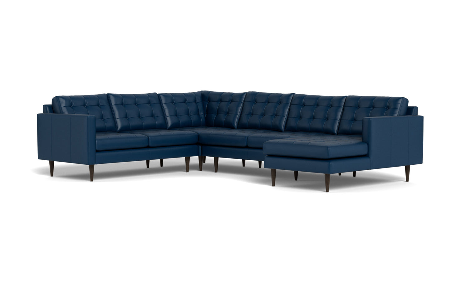 Wallace 131" Leather Corner Sectionals w. Right Chaise - Tribeca Cobalt