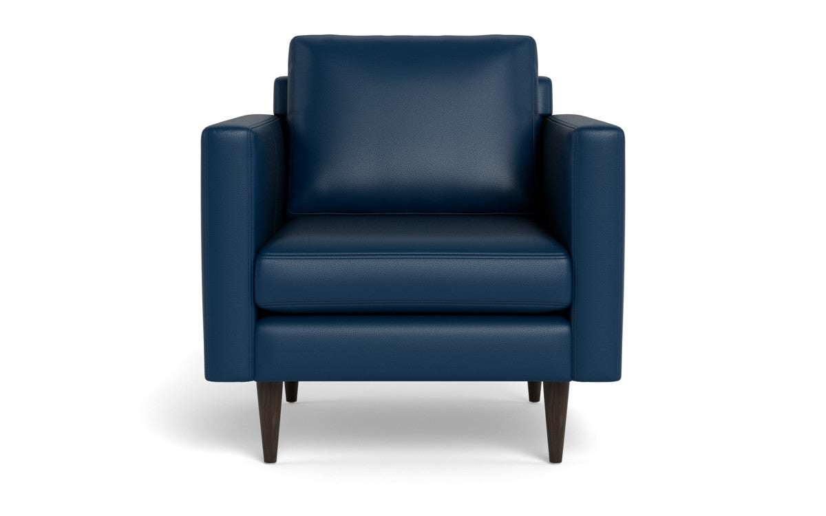 Wallace 34" Leather Untufted Arm Chair - Tribeca Cobalt