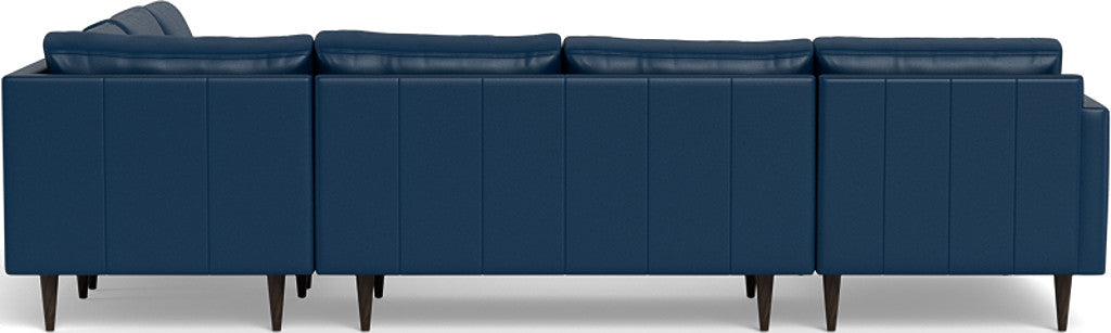 Wallace 130" Leather Untufted Corner Sectionals w. Left Chaise - Tribeca Cobalt