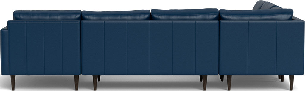 Wallace 131" Leather Untufted Corner Sectionals w. Right Chaise - Tribeca Cobalt