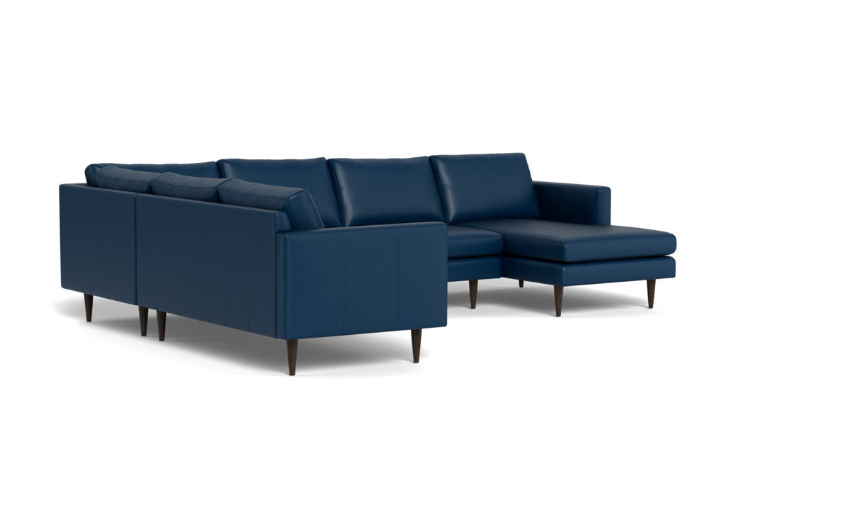 Wallace 131" Leather Untufted Corner Sectionals w. Right Chaise - Tribeca Cobalt
