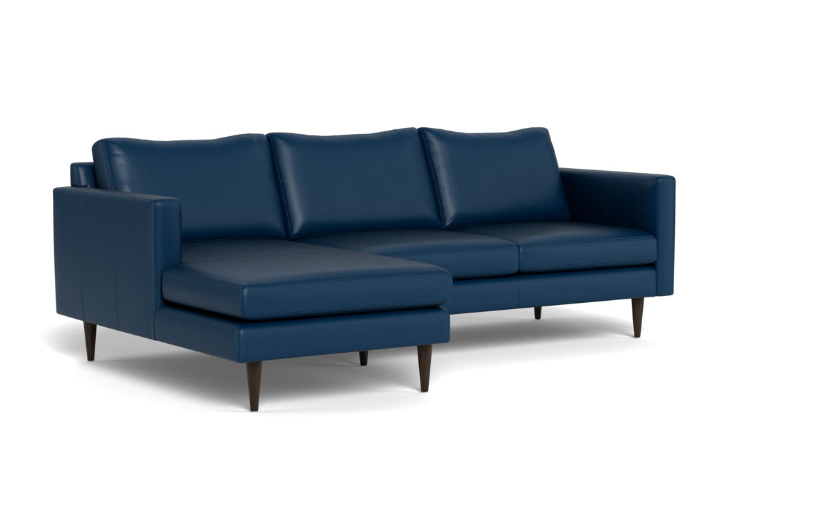 Wallace 98" Leather Untufted Left Chaise Sectional - Tribeca Cobalt