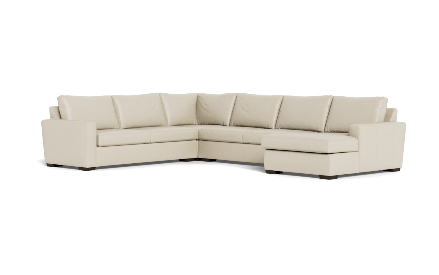 Mesa 156" Leather Corner Sectionals w. Right Chaise - Tribeca Cream