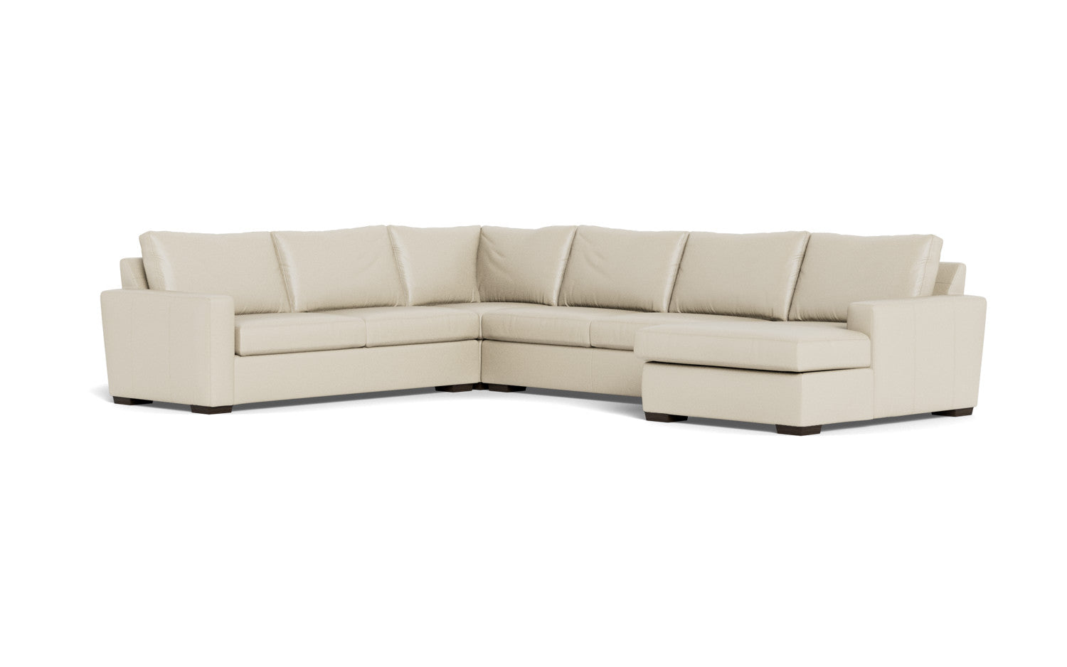 Mesa 156" Leather Corner Sectionals w. Right Chaise - Tribeca Cream
