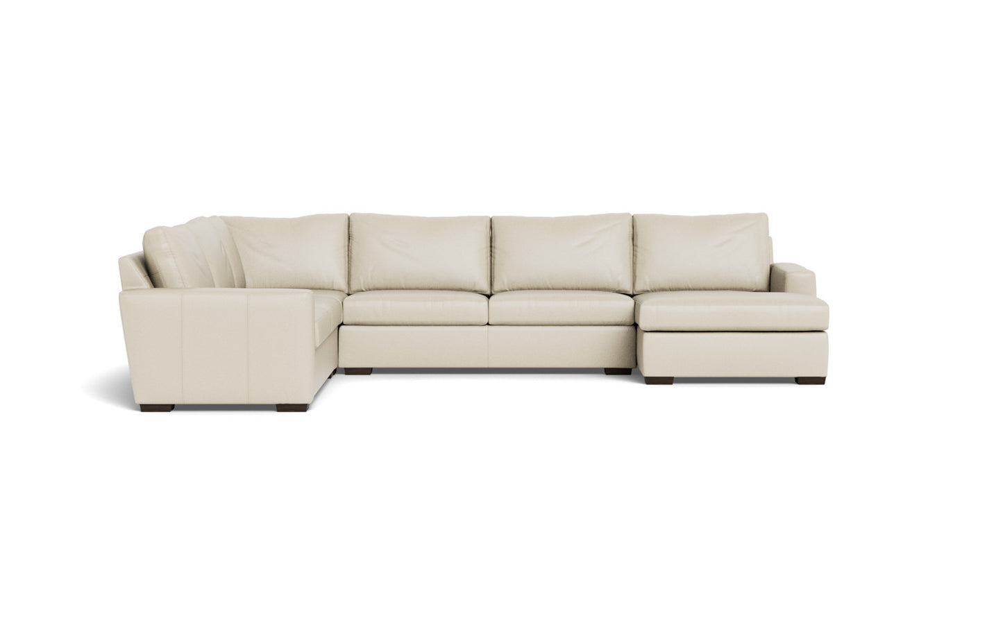 Mesa 156" Leather Corner Sectionals w. Right Chaise - Tribeca Cream