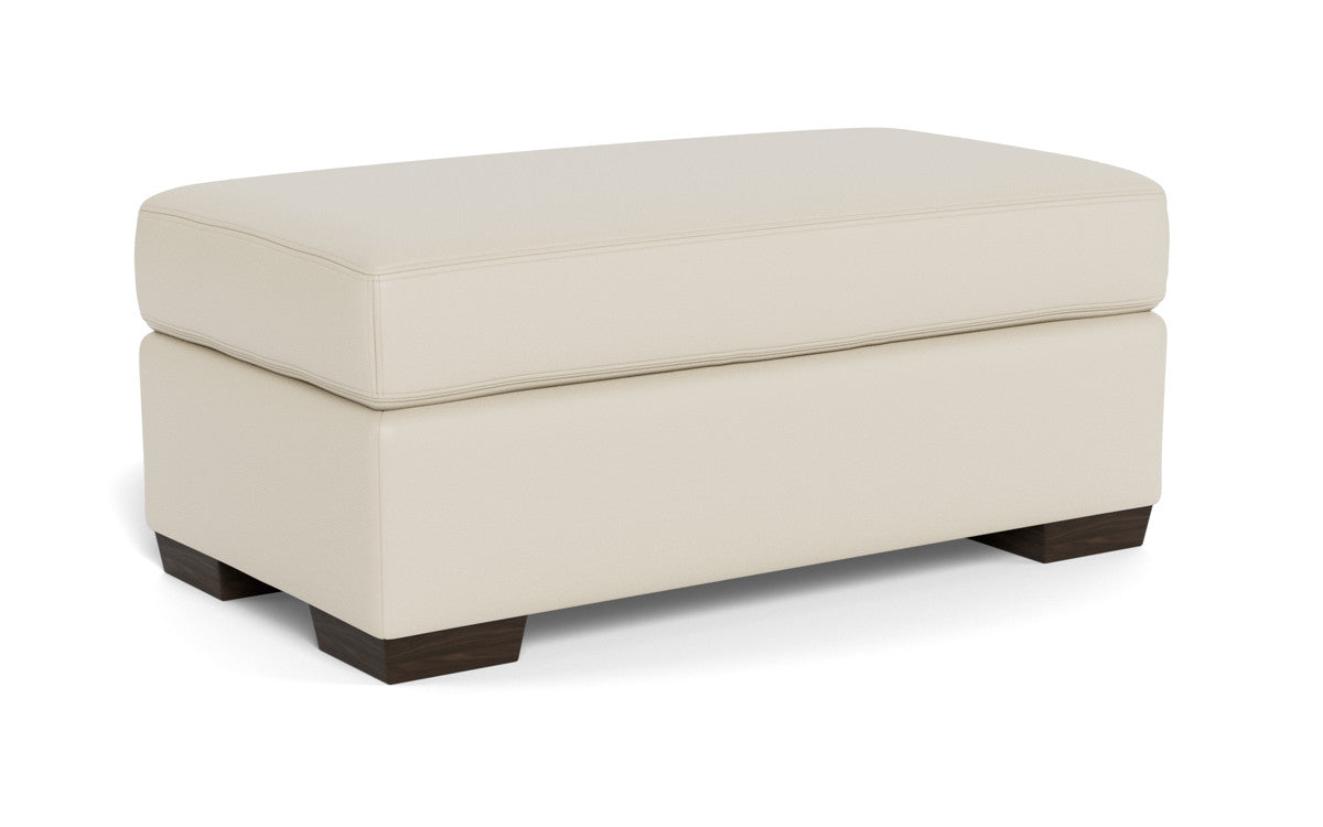 Mesa Leather Ottoman - Tribeca Cream