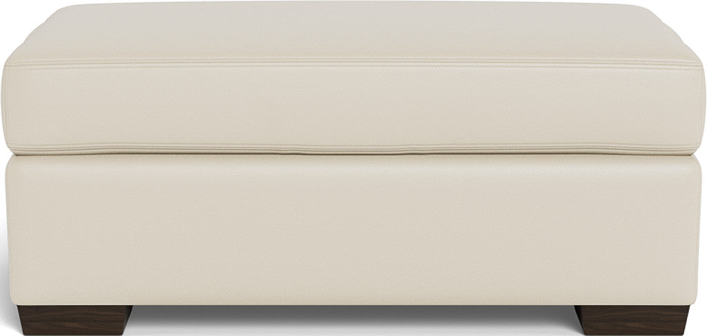 Mesa Leather Ottoman - Tribeca Cream