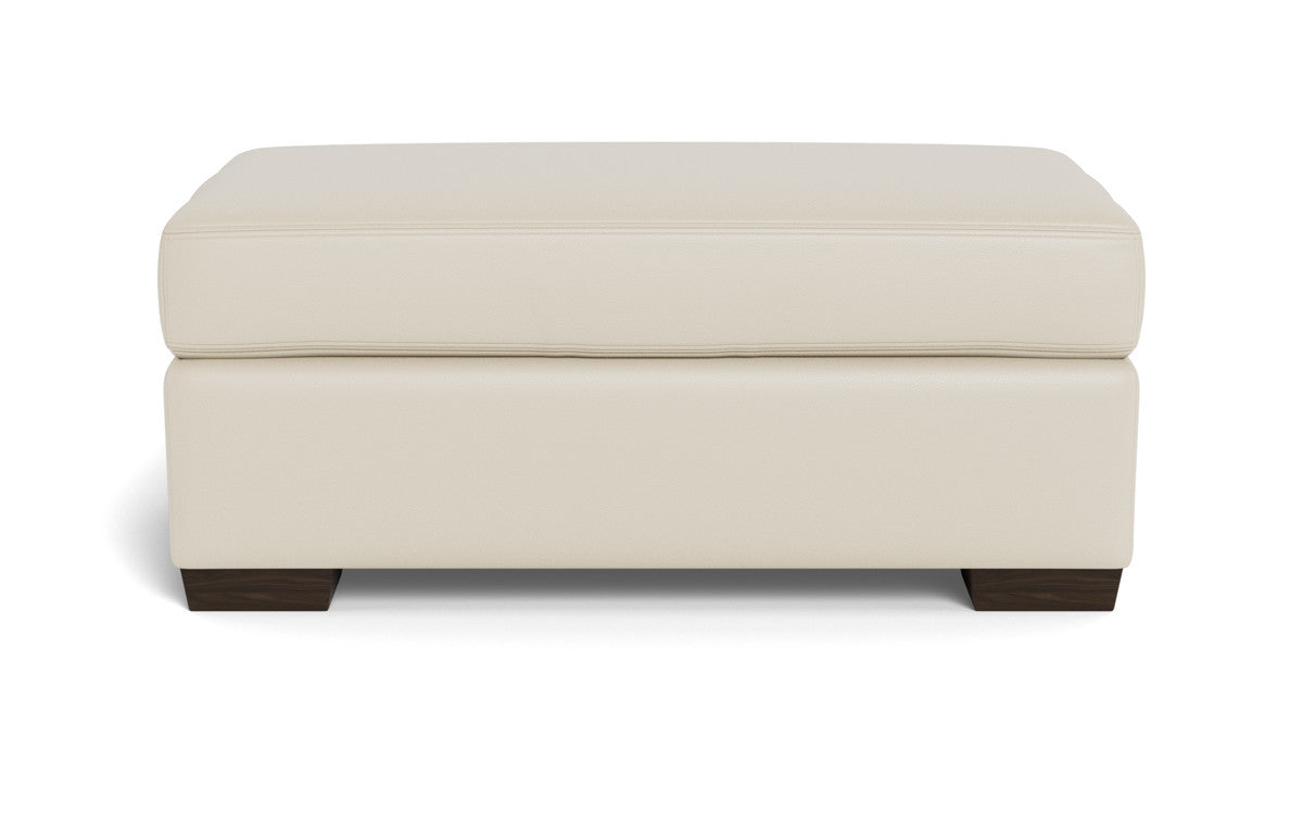 Mesa Leather Ottoman - Tribeca Cream