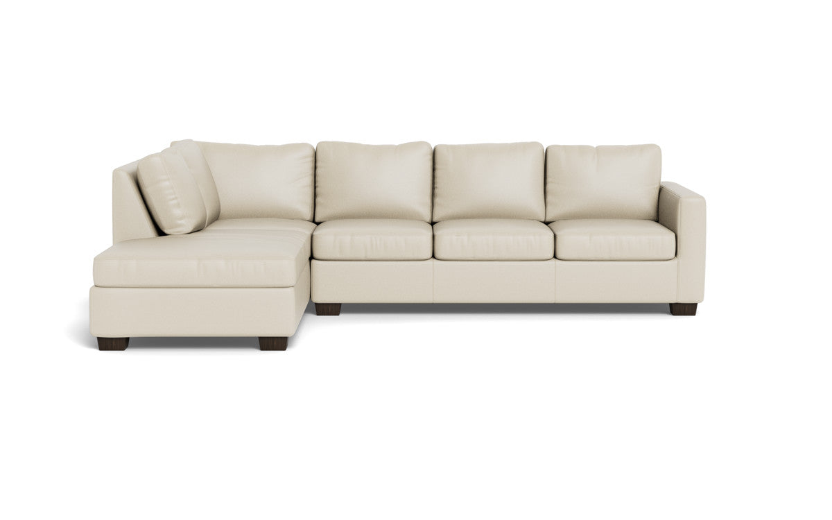 Track 121" Leather Left Chaise Sleeper Sectional - Tribeca Cream