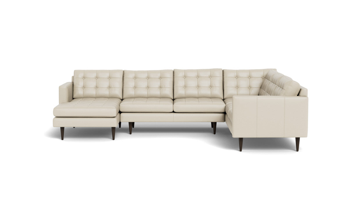 Wallace 130" Leather Corner Sectionals w. Left Chaise - Tribeca Cream