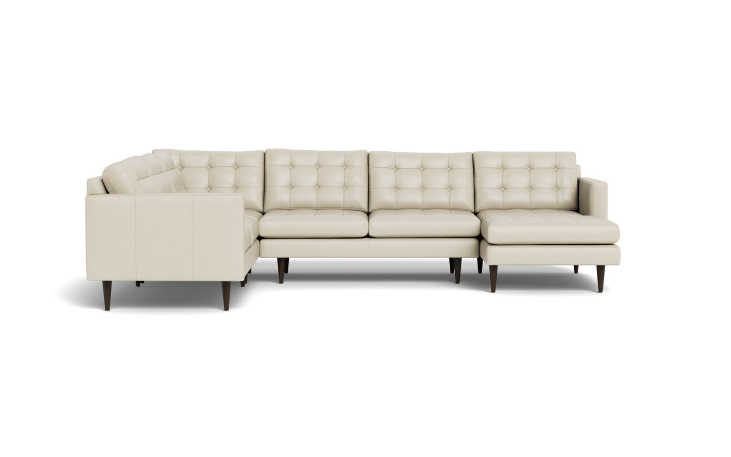 Wallace 131" Leather Corner Sectionals w. Right Chaise - Tribeca Cream