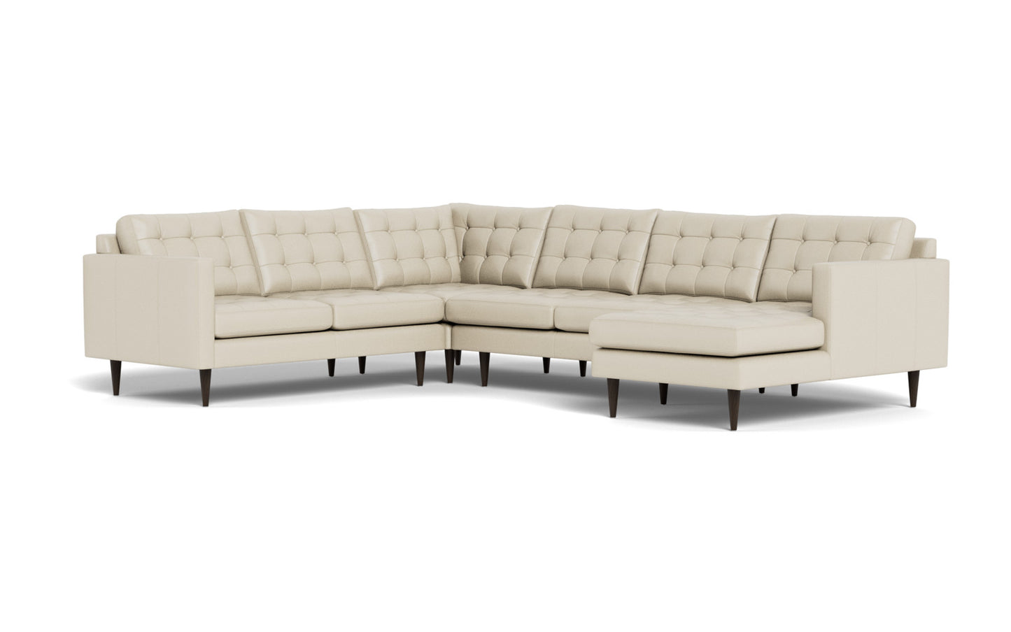 Wallace 131" Leather Corner Sectionals w. Right Chaise - Tribeca Cream