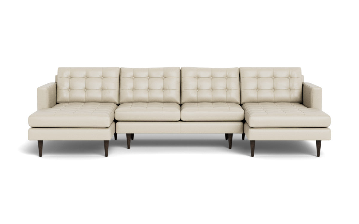 Wallace 126" Leather Double Chaise U Sectional - Tribeca Cream