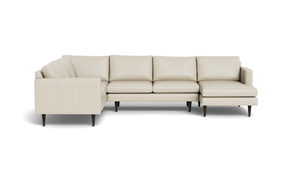 Wallace 131" Leather Untufted Corner Sectionals w. Right Chaise - Tribeca Cream