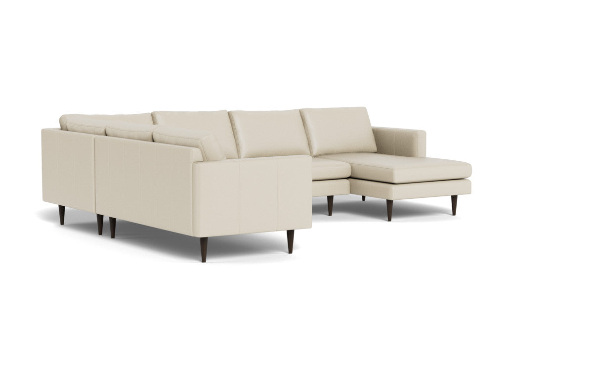 Wallace 131" Leather Untufted Corner Sectionals w. Right Chaise - Tribeca Cream