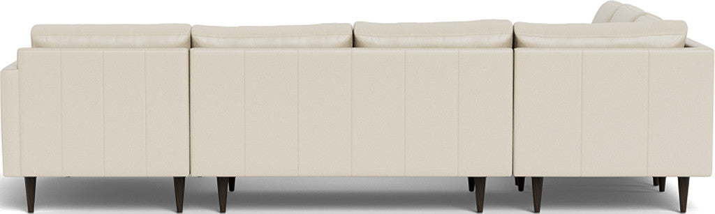 Wallace 131" Leather Untufted Corner Sectionals w. Right Chaise - Tribeca Cream