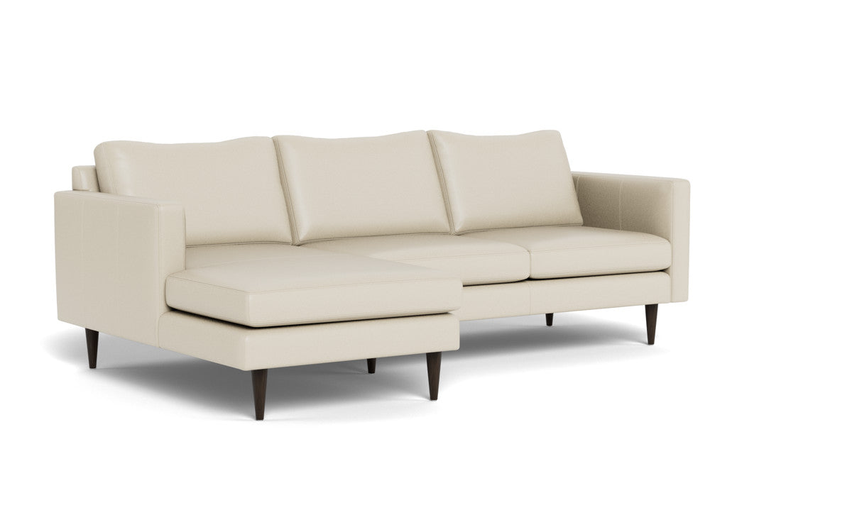 Wallace 98" Leather Untufted Left Chaise Sectional - Tribeca Cream