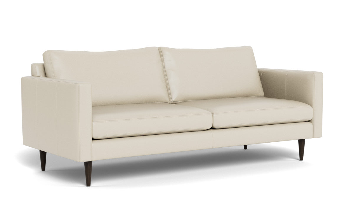 Wallace 85" Leather Untufted Sofa - Tribeca Cream