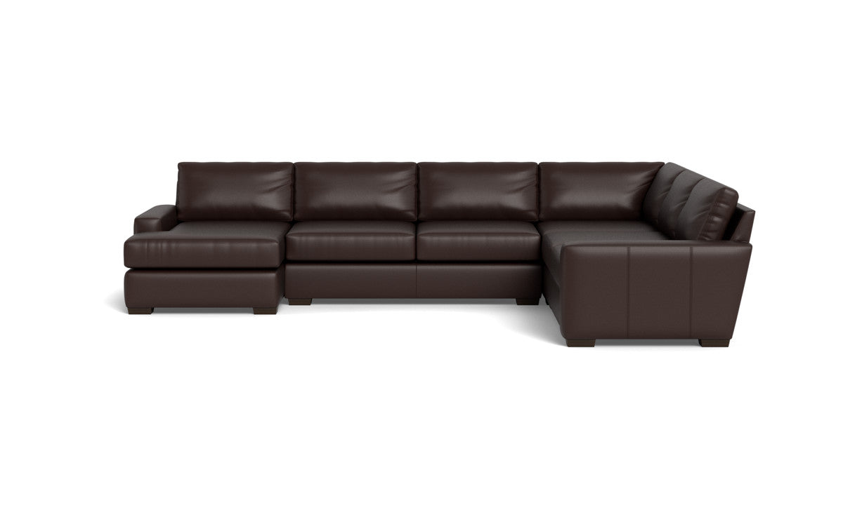 Mas Mesa 162" Deep Leather Corner Sectionals w. Left Chaise - Tribeca Espresso