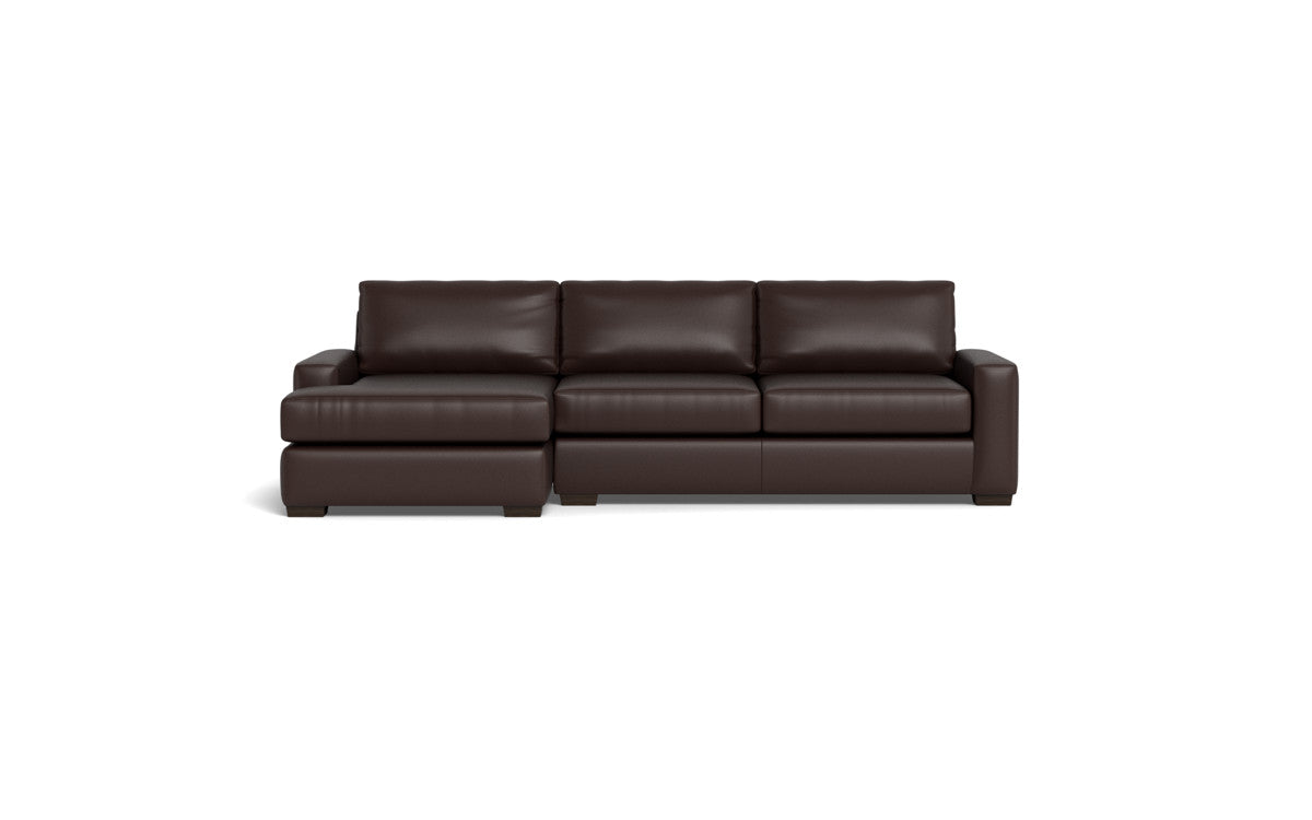 Mas Mesa 123" Deep Leather Left Chaise Sectional - Tribeca Espresso