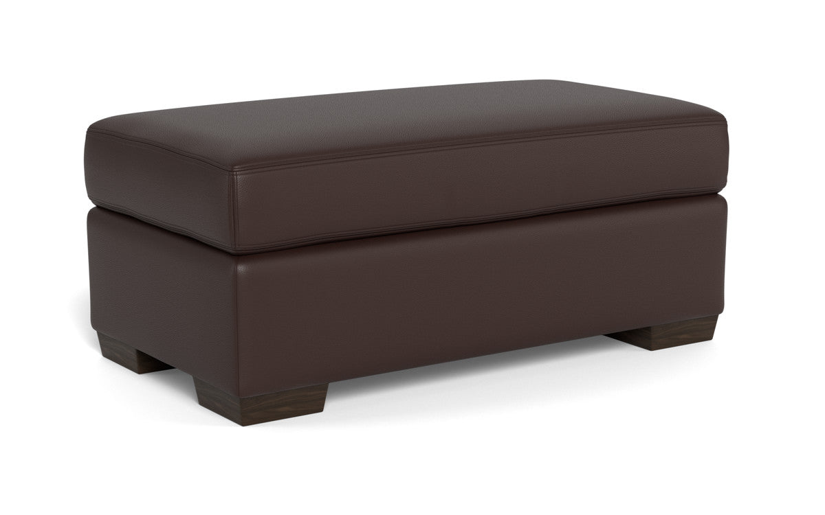 Mesa Leather Ottoman - Tribeca Cream