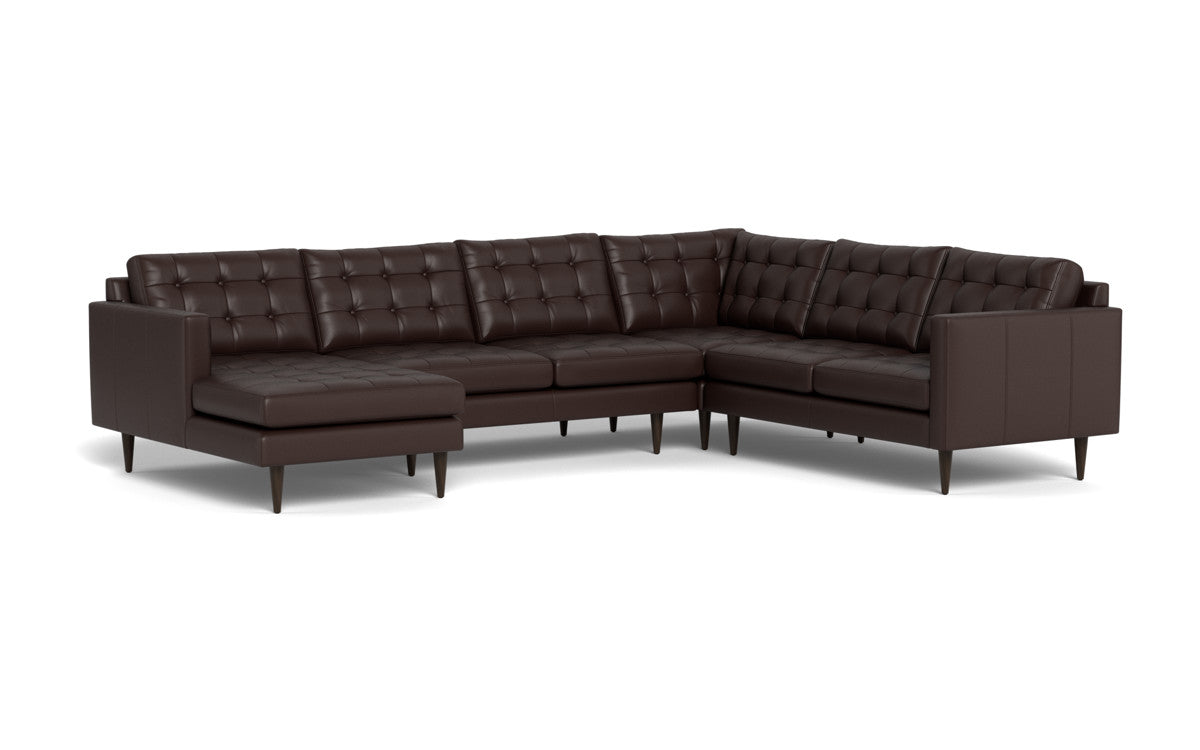 Wallace 130" Leather Corner Sectionals w. Left Chaise - Tribeca Espresso