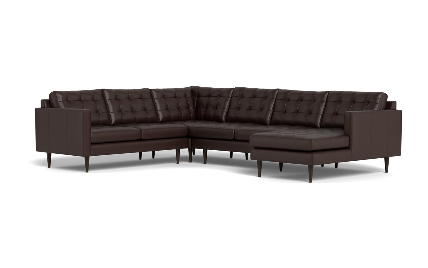 Wallace 131" Leather Corner Sectionals w. Right Chaise - Tribeca Espresso