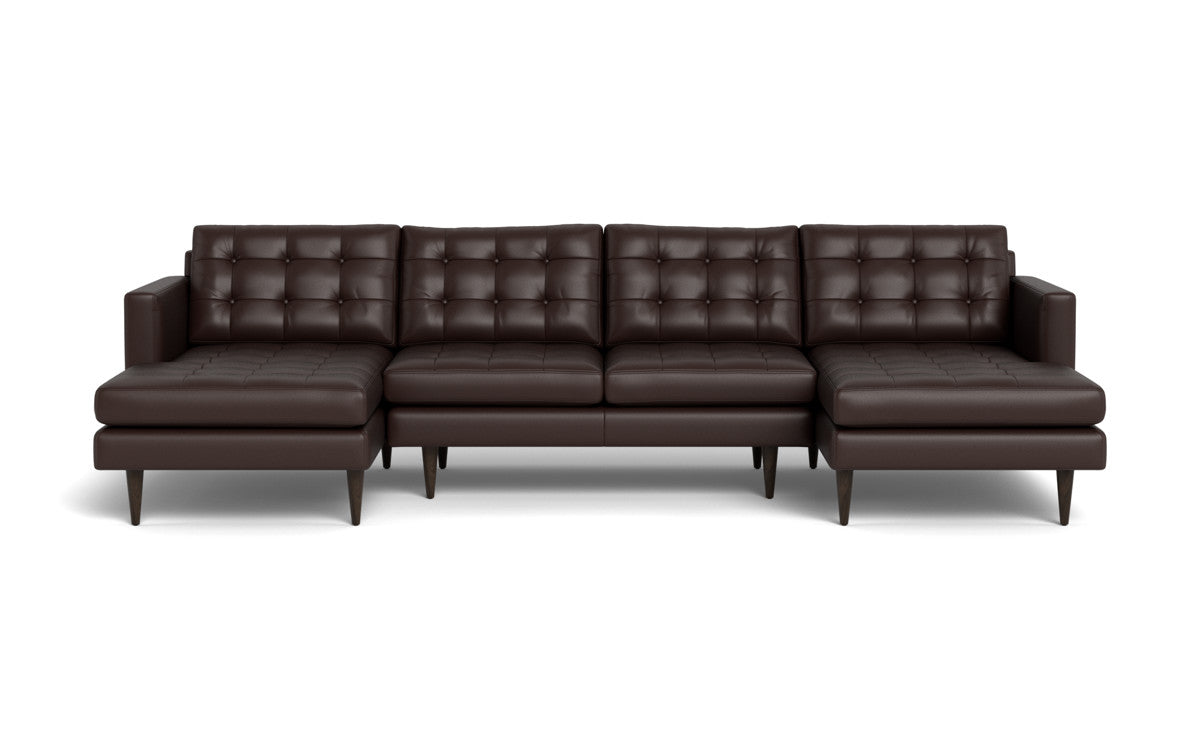 Wallace 126" Leather Double Chaise U Sectional - Tribeca Espresso