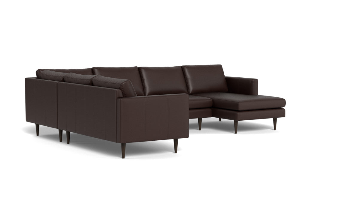 Wallace 131" Leather Untufted Corner Sectionals w. Right Chaise - Tribeca Espresso