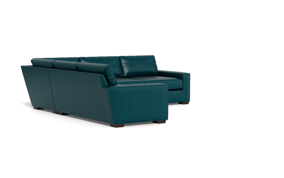 Mas Mesa 127" Deep Leather Corner Sectional - Tribeca Lagoon