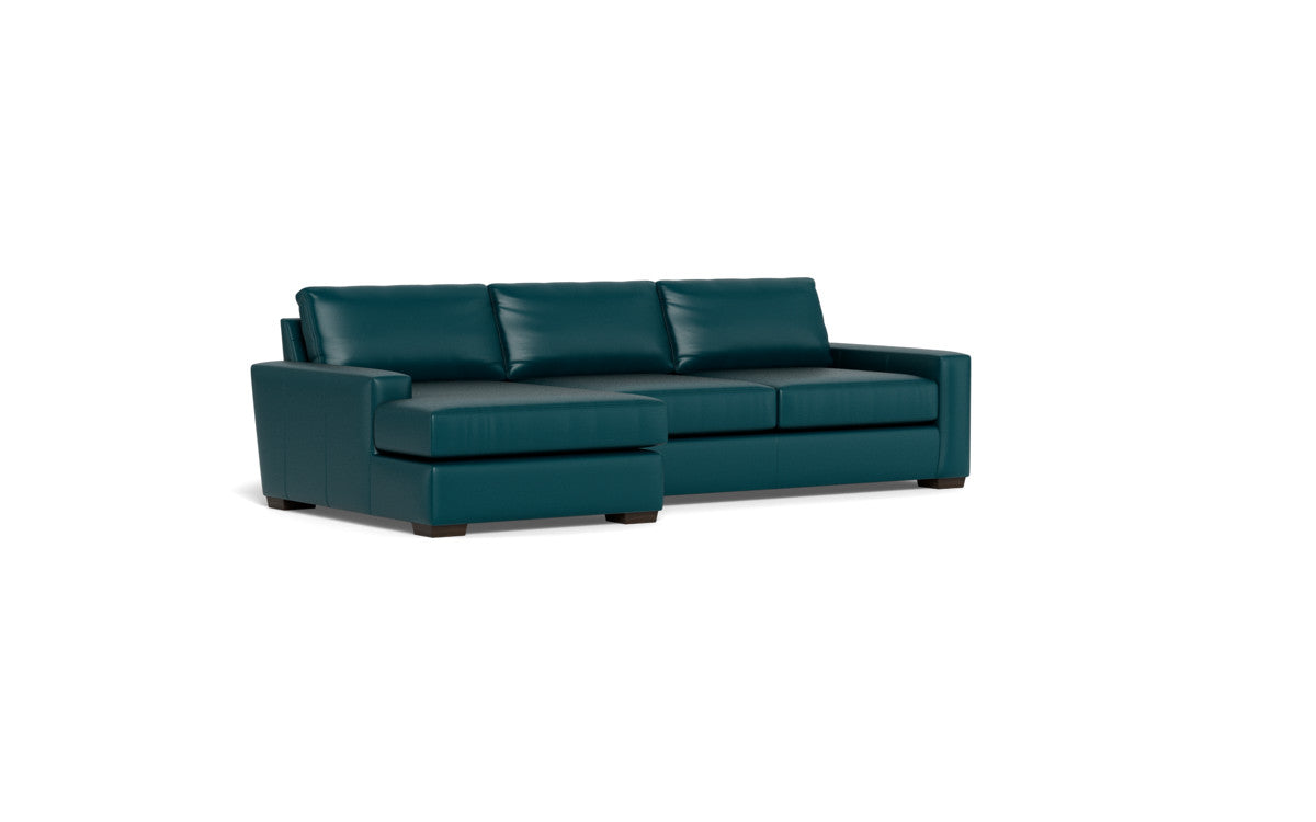 Mas Mesa 123" Deep Leather Left Chaise Sectional - Tribeca Lagoon