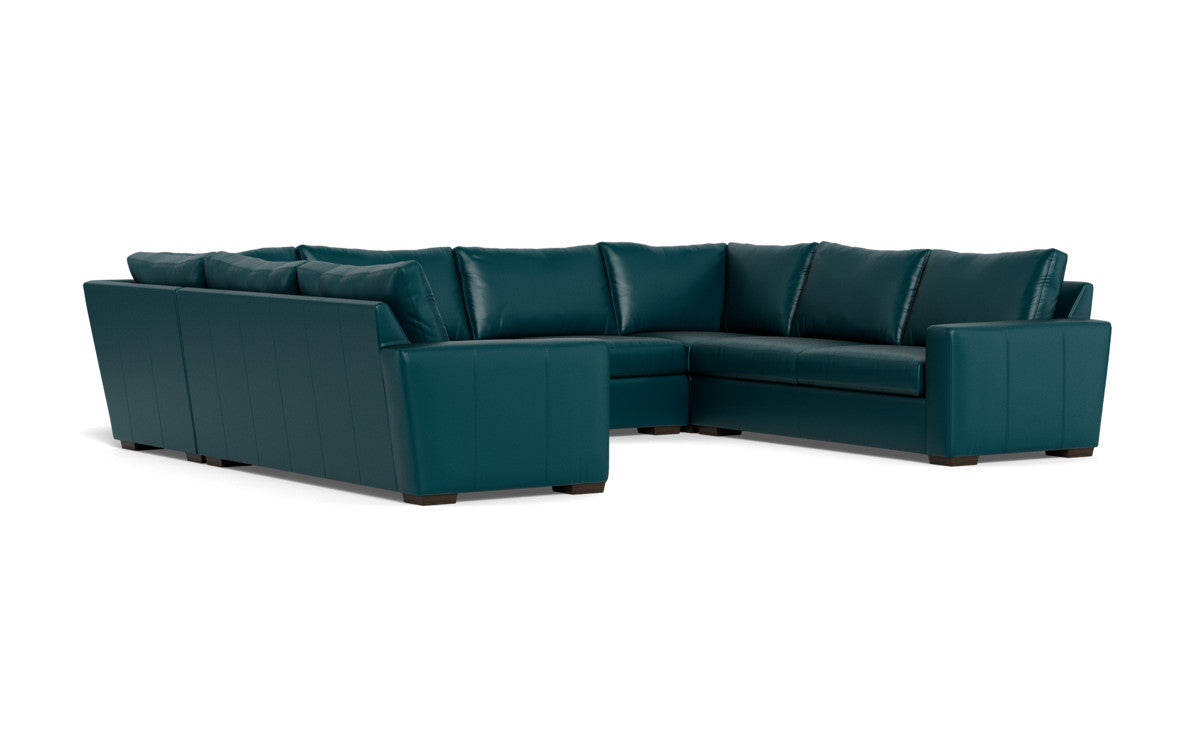 Mas Mesa 166" Deep Leather Condo U Sectional - Tribeca Lagoon