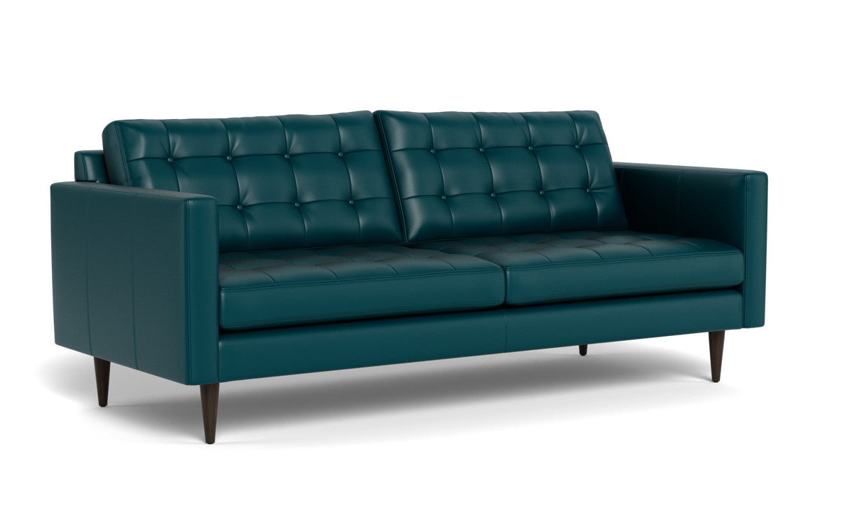 Wallace 85" Leather Sofa - Tribeca Lagoon