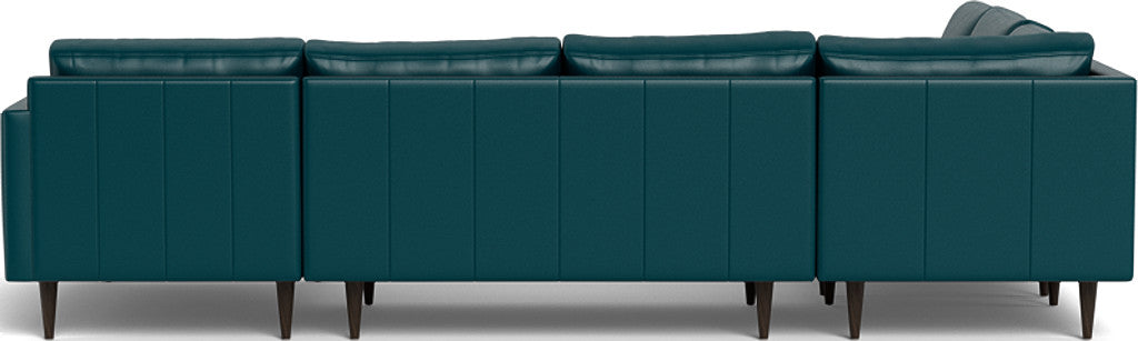 Wallace 131" Leather Untufted Corner Sectionals w. Right Chaise - Tribeca Lagoon