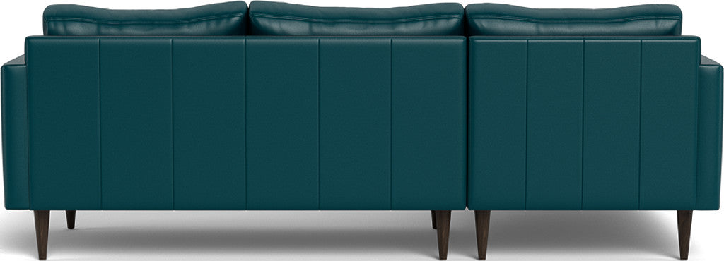 Wallace 98" Leather Untufted Left Chaise Sectional - Tribeca Lagoon