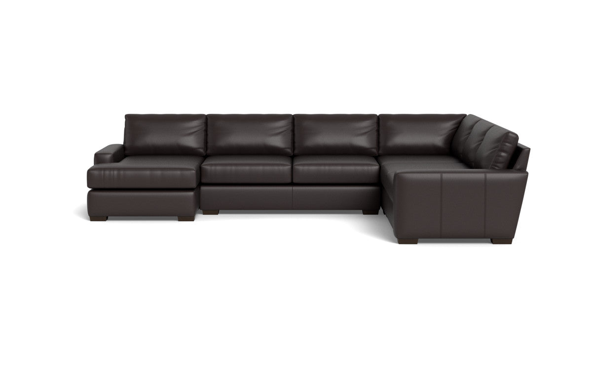 Mas Mesa 162" Deep Leather Corner Sectionals w. Left Chaise - Tribeca Quarry