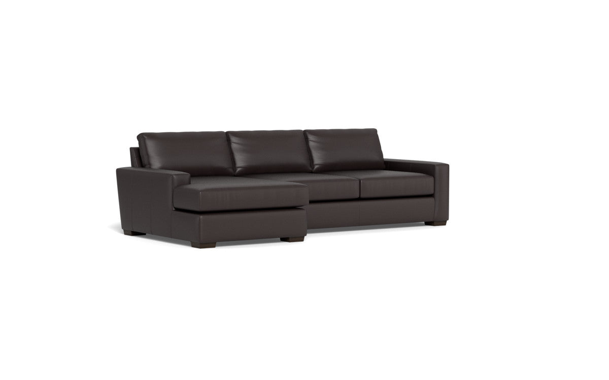 Mas Mesa 123" Deep Leather Left Chaise Sectional - Tribeca Quarry
