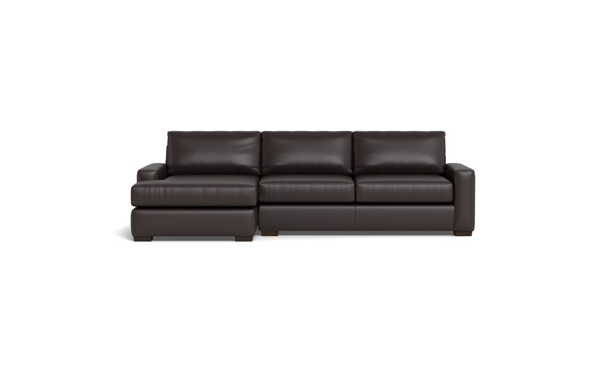 Mas Mesa 123" Deep Leather Left Chaise Sectional - Tribeca Quarry