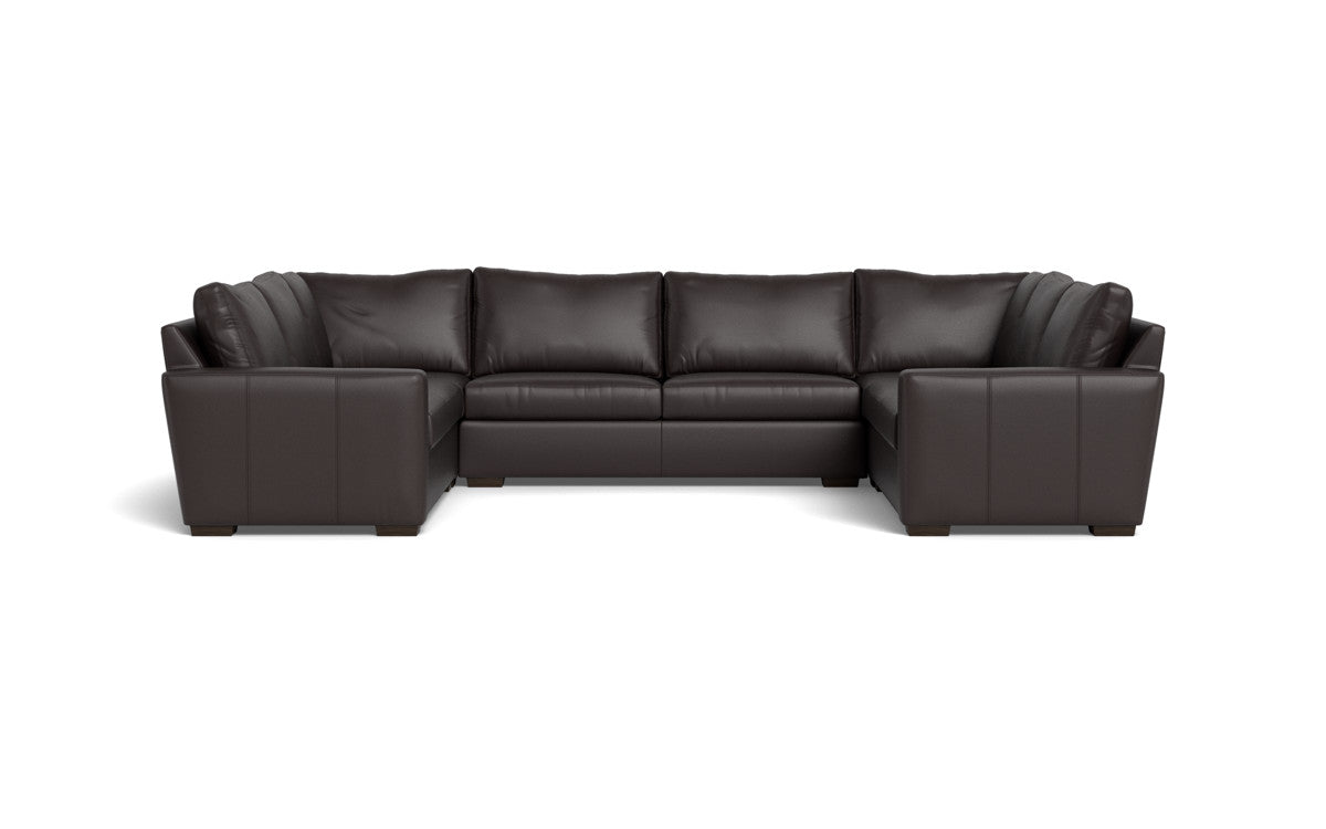 Mas Mesa 166" Deep Leather Condo U Sectional - Tribeca Quarry