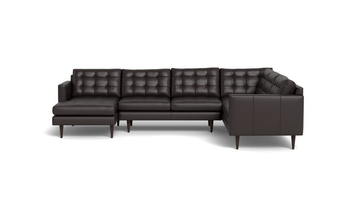 Wallace 130" Leather Corner Sectionals w. Left Chaise - Tribeca Quarry