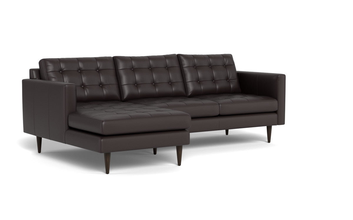 Wallace 98" Leather Left Chaise Sectional - Tribeca Quarry