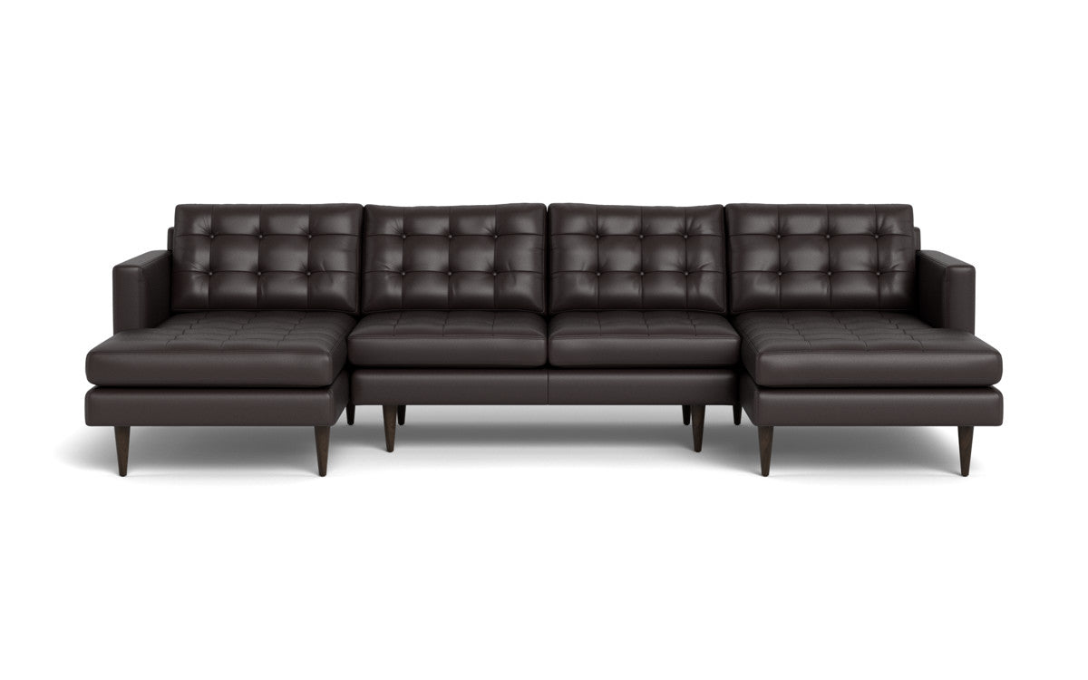 Wallace 126" Leather Double Chaise U Sectional - Tribeca Quarry